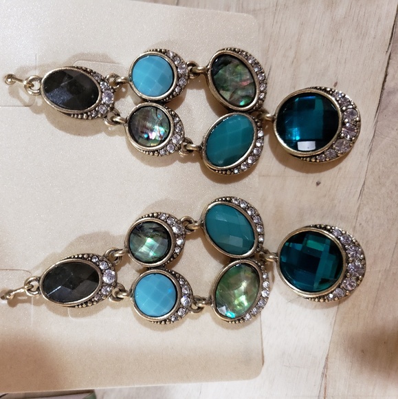 Jade and Jasper Chandelier Earrings- NIB - Picture 2 of 2